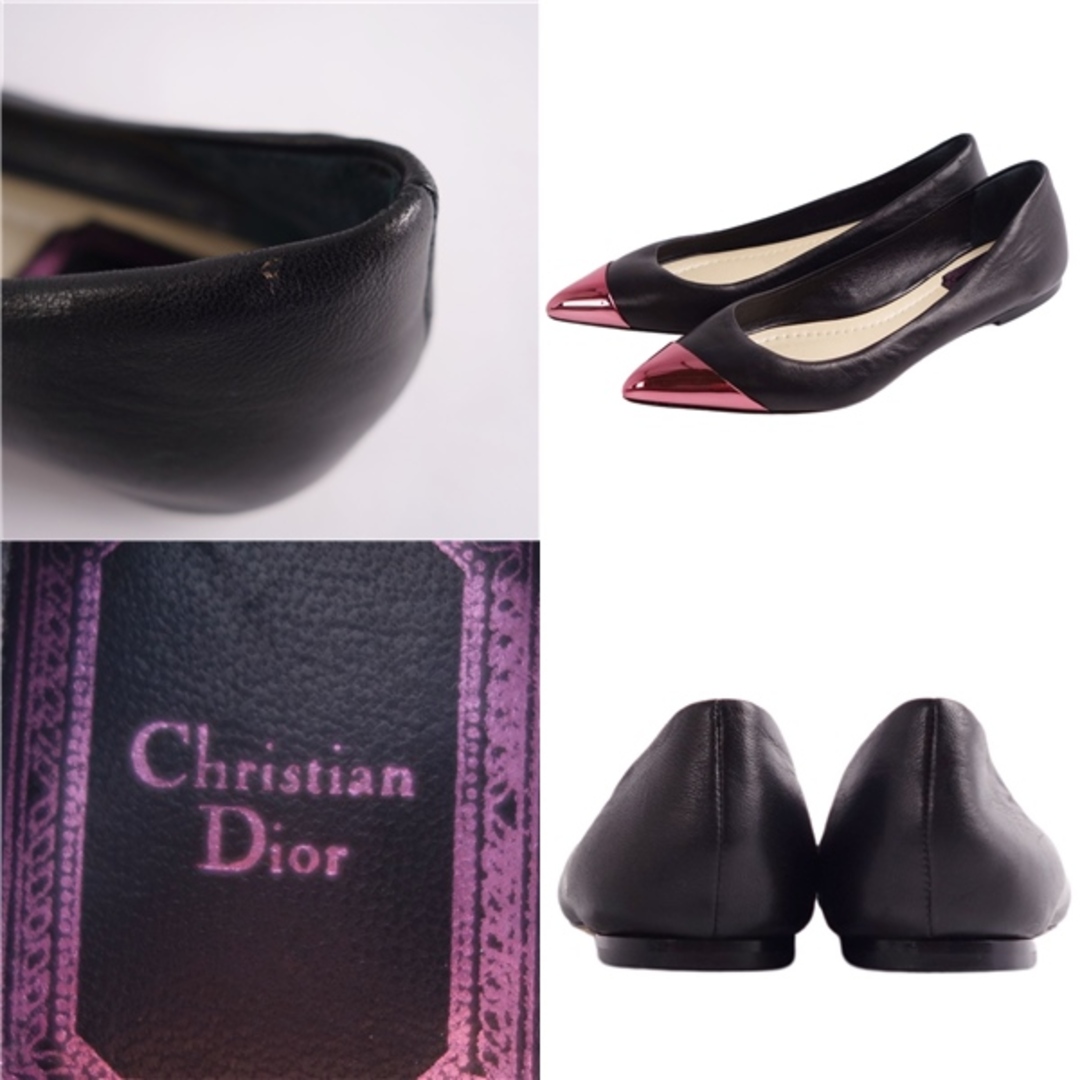 オールシーズン付属品クリスチャンディオール Christian Dior パンプス フラットパンプス ポインテッドトゥ カーフレザー シューズ レディース 35D(22cm相当) ブラック