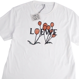 未使用 ロエベ LOEWE Tシャツ ハーバリウム 22SS ロゴ 刺繍 半袖 ハーフスリーブ コットン トップス メンズ XL ホワイト