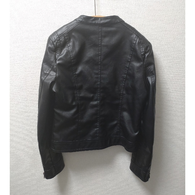 韓国ファッション　フェイクレザー　シングルライダースジャケット レディースのジャケット/アウター(ライダースジャケット)の商品写真