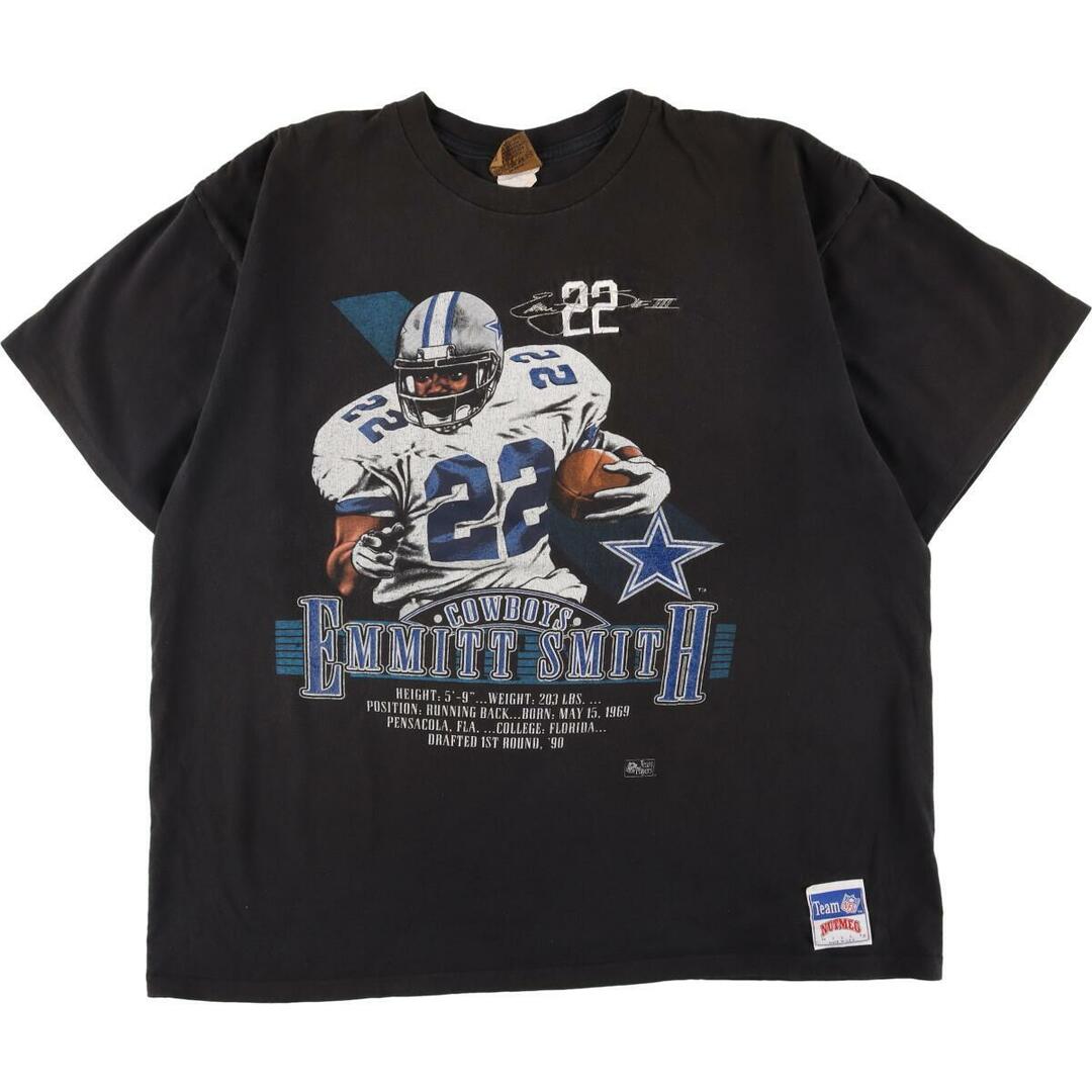 コットン100%色90年代 NUTMEG NFL DALLAS COWBOYS EMMITT SMITH ダラスカウボーイズ スポーツプリントTシャツ USA製 XL ヴィンテージ /eaa321365