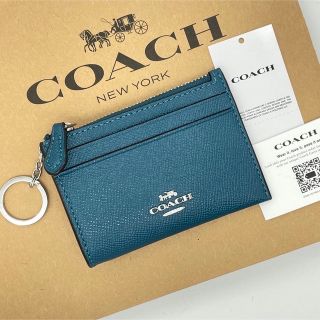 コーチ(COACH)の新品未使用　コーチ IDケース パスケース コインケース　ターコイズ　緑(パスケース/IDカードホルダー)