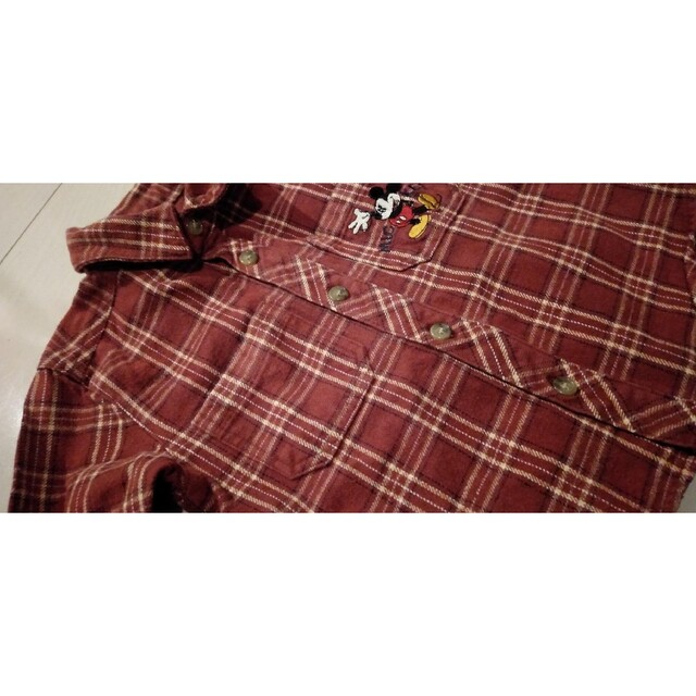 Disney(ディズニー)のミッキーチェックシャツトップス80 キッズ/ベビー/マタニティのベビー服(~85cm)(シャツ/カットソー)の商品写真