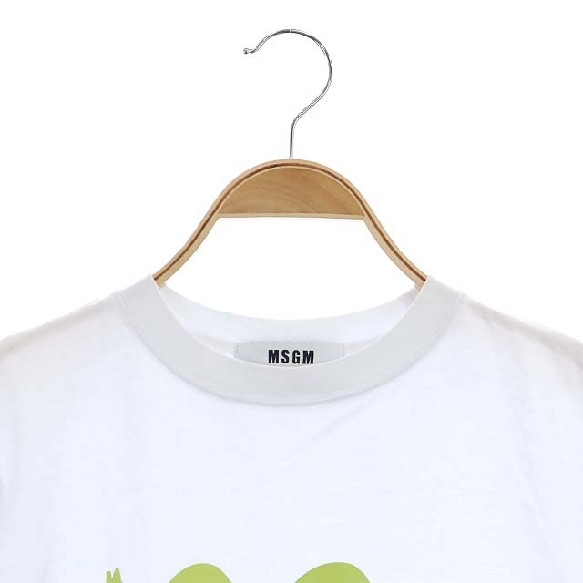 MSGM(エムエスジイエム)のエムエスジーエム ロゴTシャツ カットソー プルオーバー 半袖 S 白 黄緑 メンズのトップス(Tシャツ/カットソー(半袖/袖なし))の商品写真