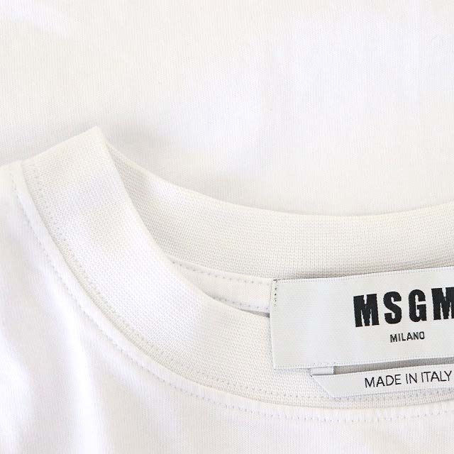 MSGM(エムエスジイエム)のエムエスジーエム ロゴTシャツ カットソー プルオーバー 半袖 S 白 黄緑 メンズのトップス(Tシャツ/カットソー(半袖/袖なし))の商品写真