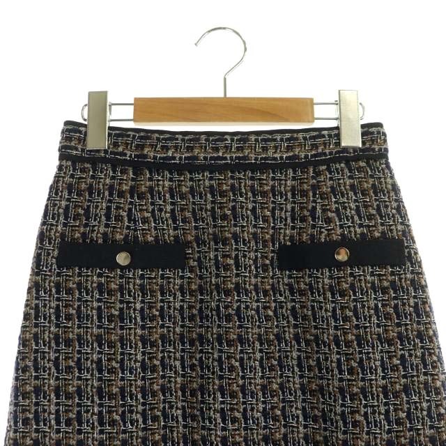 JUSGLITTY(ジャスグリッティー)のジャスグリッティー ツイード台形スカート ネイビー ブラウン グレー シルバー レディースのスカート(ひざ丈スカート)の商品写真