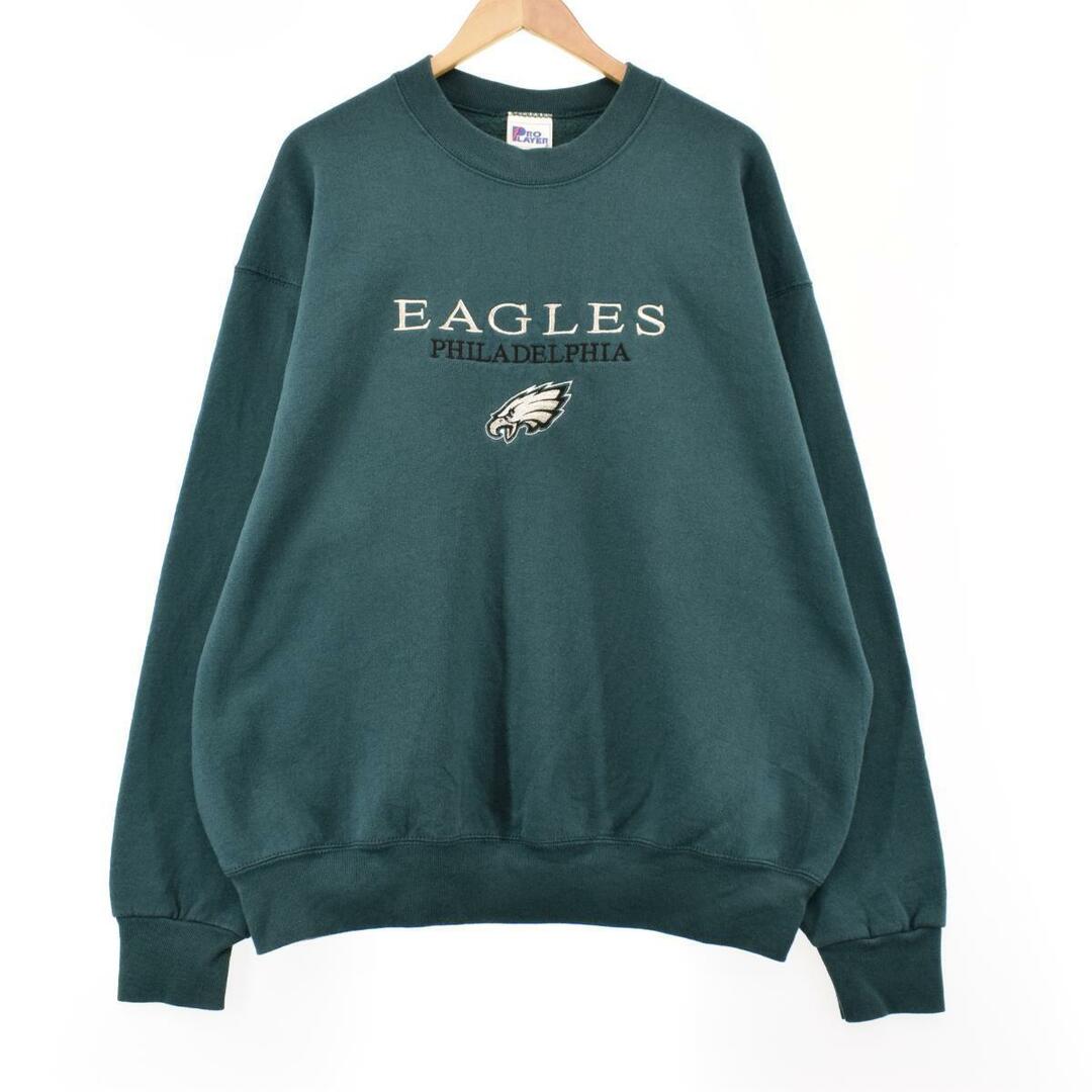 PRO PLAYER NFL PHILADELPHIA EAGLES フィラデルフィアイーグルス ロゴスウェット トレーナー USA製 メンズXXL /eaa305783