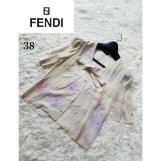 フェンディ(FENDI)の【i&i様】フェンディ 花柄ボウタイブラウス シルク100 ベージュ 38(シャツ/ブラウス(長袖/七分))