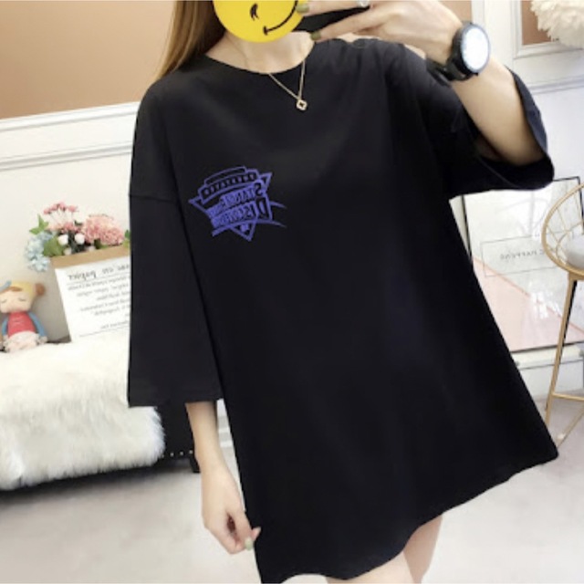 レディース 半袖　Tシャツ 韓国　オーバーサイズ　ストリート 黒 ブラック レディースのトップス(Tシャツ(半袖/袖なし))の商品写真