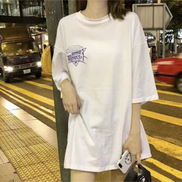 レディース 半袖　Tシャツ 韓国　オーバーサイズ　ストリート　白 ホワイト レディースのトップス(Tシャツ(半袖/袖なし))の商品写真