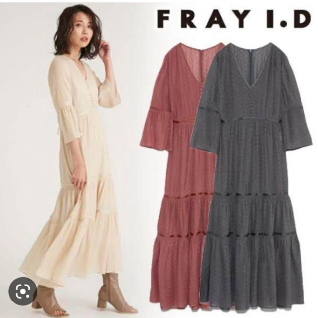 1度着用の美品 FRAY I.D ヘリンボーンニットワンピース ピンク