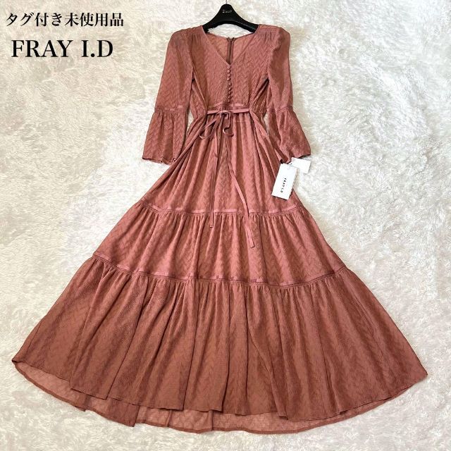 1度着用の美品 FRAY I.D ヘリンボーンニットワンピース ピンク