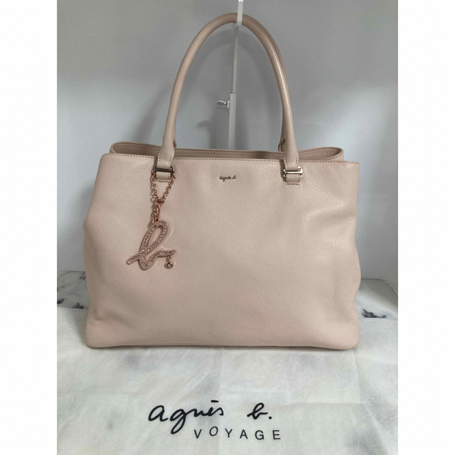 美品 アニエスベー 大容量 レザー トートバッグ ハンドバッグ ピンク