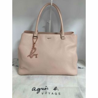 アニエスベー(agnes b.)の美品 アニエスベー 大容量 レザー トートバッグ ハンドバッグ ピンク A4(トートバッグ)