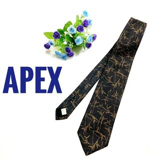 エーペックス(Apex)の美品 APEX TOKYO シルク100% ネクタイ ブラック 草柄(ネクタイ)