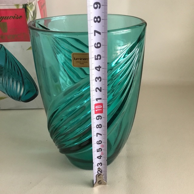 【新品未使用品】Luminarc ターコイズ　ブルー　リュミナルク　ガラス　花瓶 インテリア/住まい/日用品のインテリア小物(花瓶)の商品写真