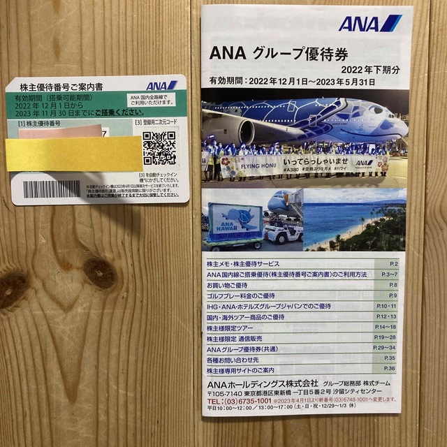ANA(全日本空輸)(エーエヌエー(ゼンニッポンクウユ))のANA 株主優待券1枚 チケットの優待券/割引券(その他)の商品写真
