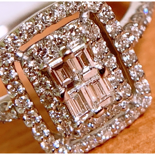 上質❣️照り照り✨2種カット❣️D0.50CT✨プラチナスクエアダイヤ