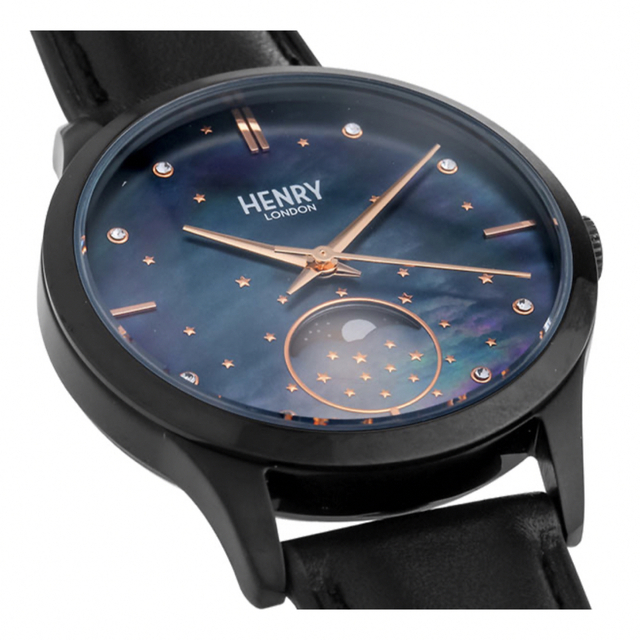 HENRY LONDON(ヘンリーロンドン)の【新品】HENRY LONDON ユニセックス ブラック MOONPHASE レディースのファッション小物(腕時計)の商品写真