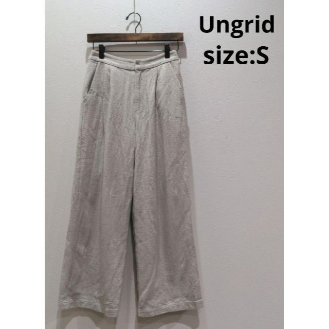 Ungrid(アングリッド)のアングリッド Ungrid リネン混 タック ワイドパンツ 裏付き レディース レディースのパンツ(カジュアルパンツ)の商品写真