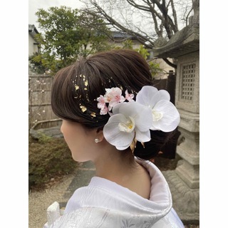 和装　髪飾り　桜　胡蝶蘭
