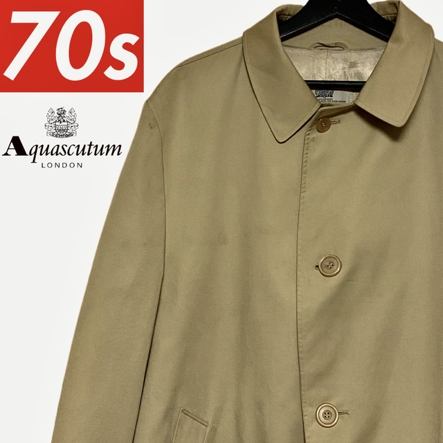 70s Aquascutum Aqua5 ビンテージバルマカーンコート ベージュ