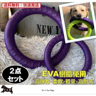 2点セット 犬用 EVA リングフリスビー(S&Lサイズ・紫) 噛む