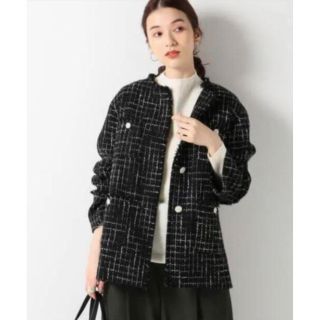 完売品★ IENA Monotone Tweed ノーカラージャケット 38