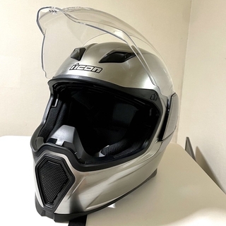 【美品】icon エアフライト ヘルメット シルバーミラーシールド M･Lサイズ