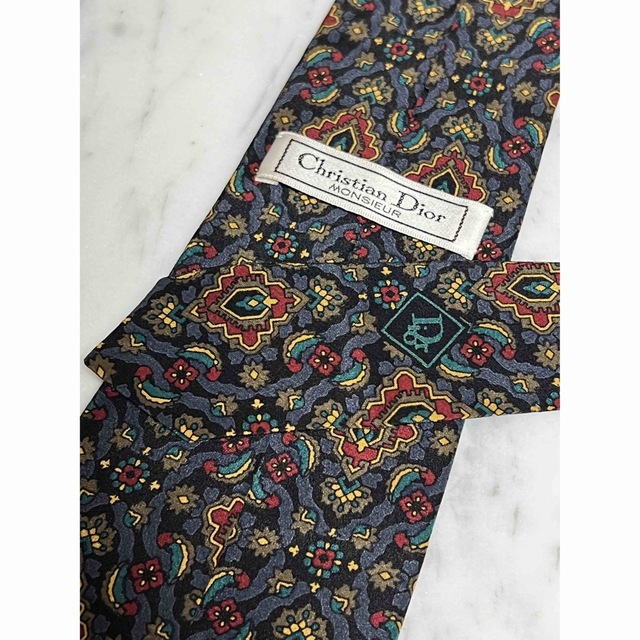 高級ネクタイ✨️新品✨️】ChristianDior ネイビー系 総柄 | wic