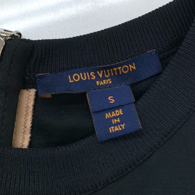 LOUIS VUITTON(ルイヴィトン)の6060 ヴィトン シルク コットン 半袖 ワンピース ブラック レディースのワンピース(ミニワンピース)の商品写真