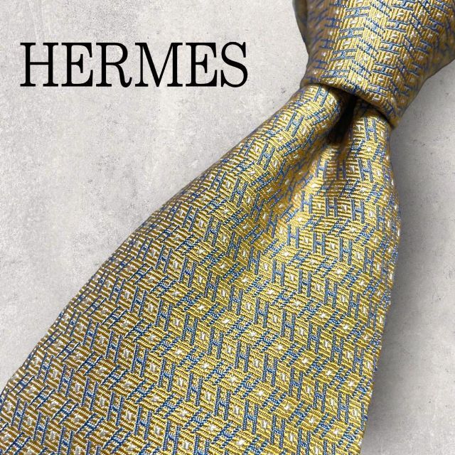 HERMES エルメス マルチドット ネクタイ シルク ブルー マルチカラー/083144