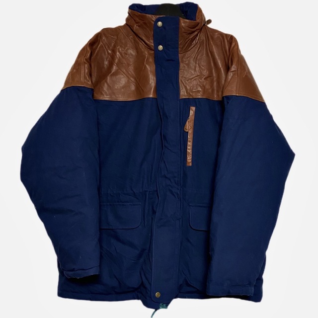 Eddie Bauer - 80s エディーバウアー 黒タグ ビンテージ レザー×ダウン