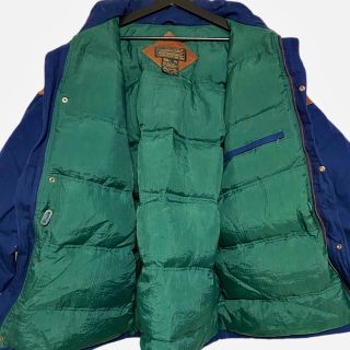 Eddie Bauer - 80s エディーバウアー 黒タグ ビンテージ レザー×ダウン