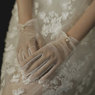ウェディンググローブ ホワイト 手袋 ショート パール真珠 アクセサリー(手袋)