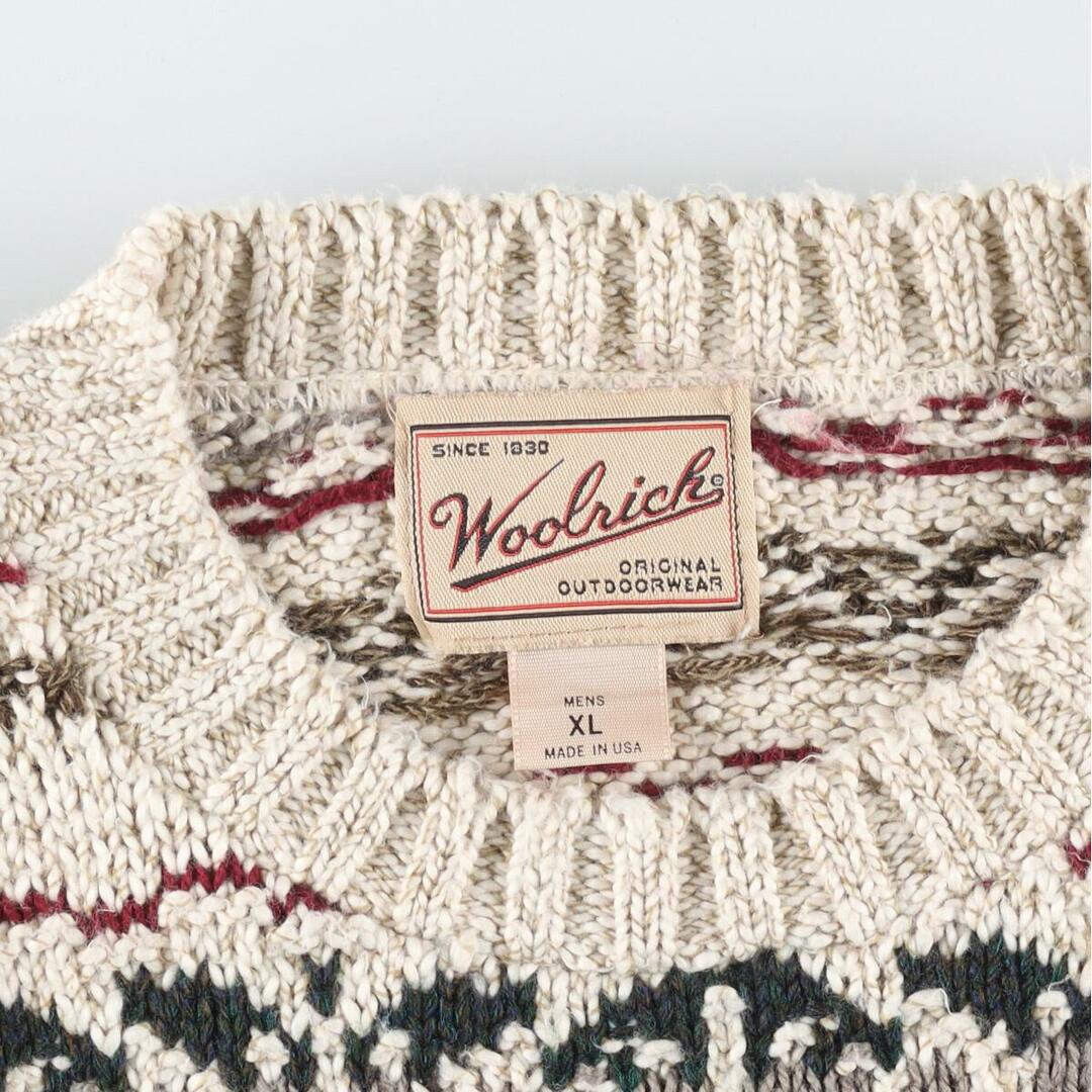 WOOLRICH(ウールリッチ)の古着 ウールリッチ WOOLRICH 総柄 ボーダーパターン コットンニットセーター USA製 メンズXL /eaa323513 メンズのトップス(ニット/セーター)の商品写真