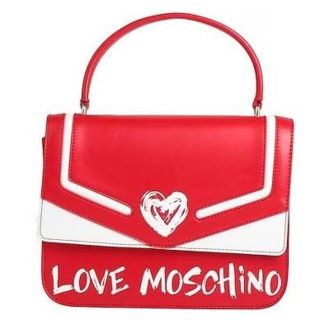 モスキーノ(MOSCHINO)のLOVE MOSCHINO ラブモスキーノ ハンドバッグ レッド ホワイト(ハンドバッグ)