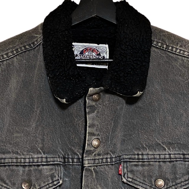 Levi's(リーバイス)の90s LEVISリーバイス ビンテージ ブラックデニムボアジャケット USA製 メンズのジャケット/アウター(Gジャン/デニムジャケット)の商品写真