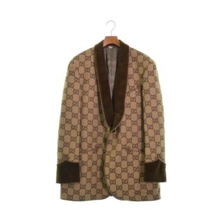 グッチ(Gucci)のGUCCI グッチ カジュアルジャケット 50(XL位) ベージュ系(総柄) 【古着】【中古】(テーラードジャケット)