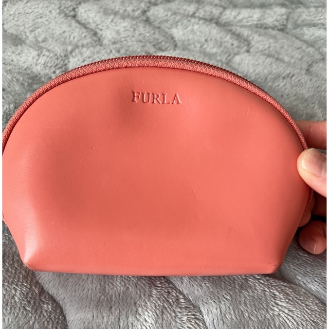 Furla(フルラ)のFURLAポーチオレンジピンク美品 レディースのファッション小物(ポーチ)の商品写真