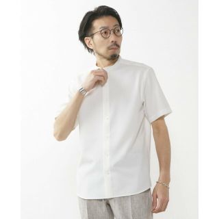 メンズメルローズ(MEN'S MELROSE)の【ホワイト】エステルシャンブレーバンドカラーシャツ(その他)