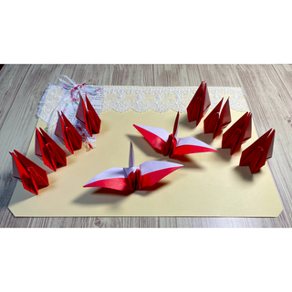 紅白❤︎折り鶴10羽セット(各種パーツ)