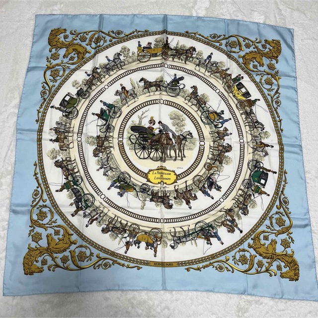 美品!HERMESエルメス 大判スカーフ スカーフ シルク製 ロンシャンへの
