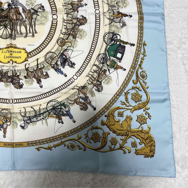 美品!HERMES エルメス 大判スカーフ スカーフ ロンシャンへの散歩