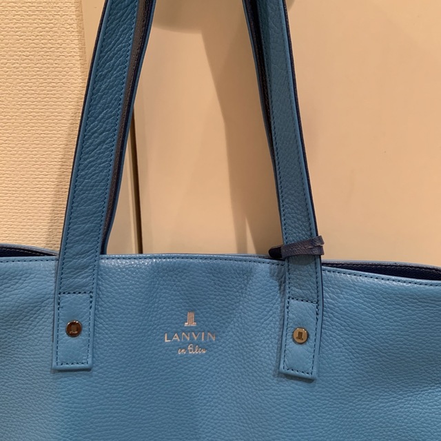 ランバン LANVIN 青 ブルー 革 トートバッグ バック レザー本革 メンズ