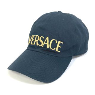 ヴェルサーチ(VERSACE)のヴェルサーチ VERSACE ロゴ 帽子 ベースボール キャップ コットン ブラック 美品(キャップ)