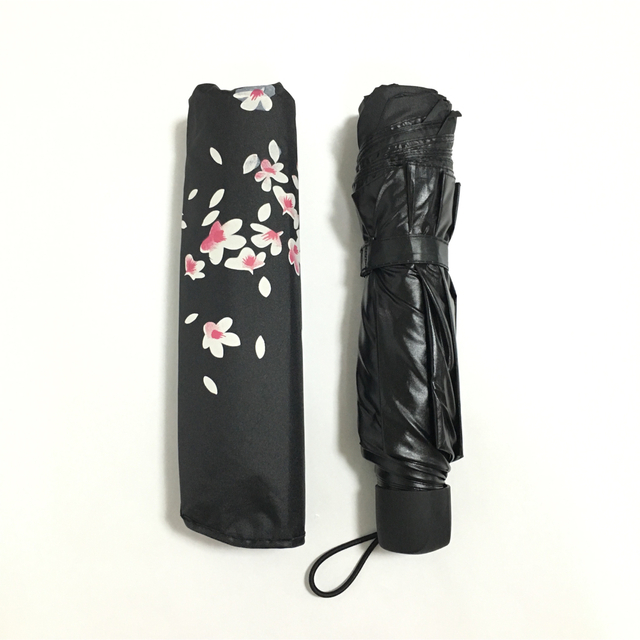 ☆UVカット☆晴雨兼用☆桜☆軽量☆コンパクト☆折り畳み傘 ブラック レディースのファッション小物(傘)の商品写真