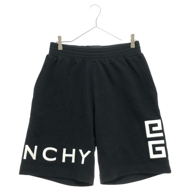 GIVENCHY ジバンシィ 21AW 4G LOGO EMBROIDERED BERMUDA SWEAT SHORT BM50WC3Y6U 立体ロゴ刺繍スウェットバミューダショーツ ロゴ刺繍スウェットハーフパンツ ブラック34センチ股上