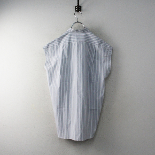 美品 2020SS AURALEE オーラリー WASHED FINX TWILL STRIPE SLEEVELESS SHIRTS ノースリーブシャツ0/ホワイログレー【2400013252638】 2