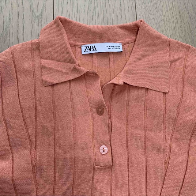 ZARA(ザラ)のZara orange rib knit top レディースのトップス(ニット/セーター)の商品写真
