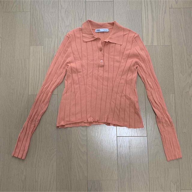 ZARA(ザラ)のZara orange rib knit top レディースのトップス(ニット/セーター)の商品写真